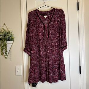 J. Jill Burgundy Red Long Sleeve Dress